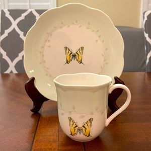 Vintage Lenox Butterfly Meadow mug and plate